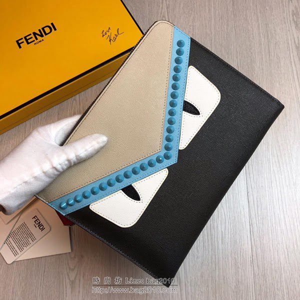FENDI最新款手包 原單品質 進口小牛皮 小怪獸 芬迪手拿包 logo皮信封手包  fdz2126